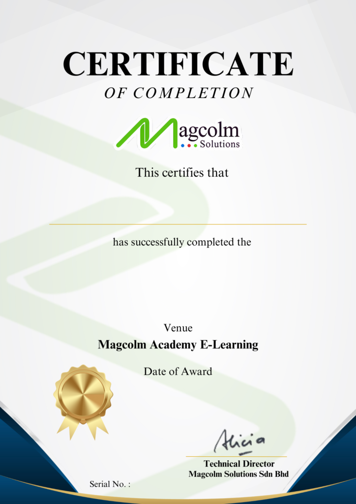 E Learning Cert Magcolm Solutions Sdn Bhd