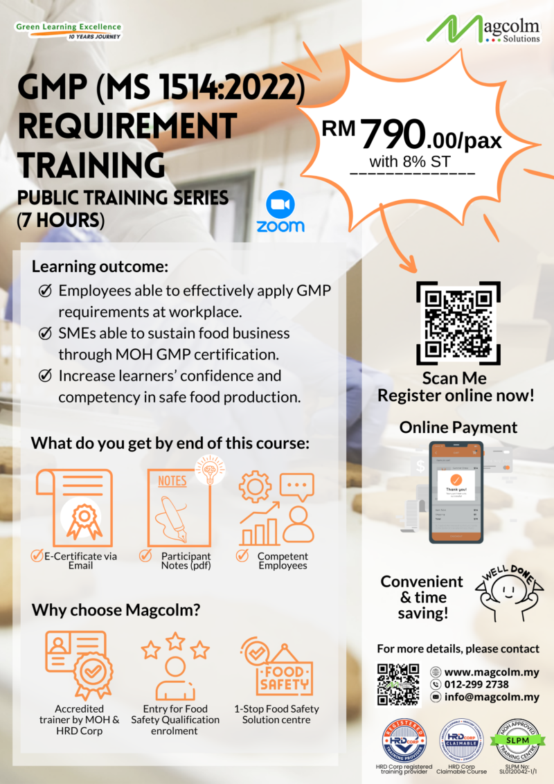 GMP (MS 1514:2022) Requirement Training Online Class